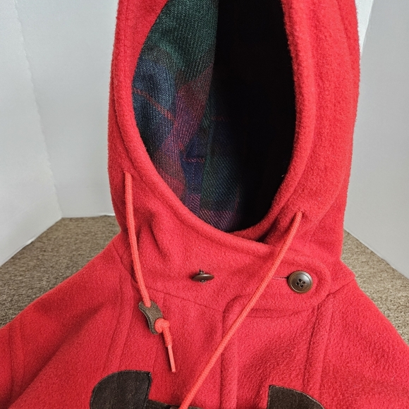 Vintage LL Bean 100% Wool Red Coat Jacket Sz Small Womens Made USA Hooded - Picture 7 of 10
